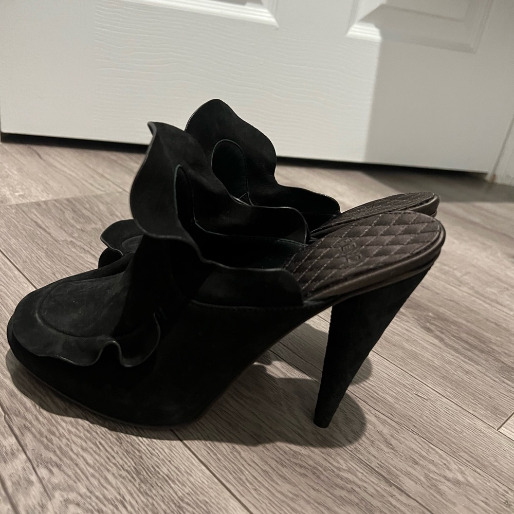 Fendi Black Ruffle Heels